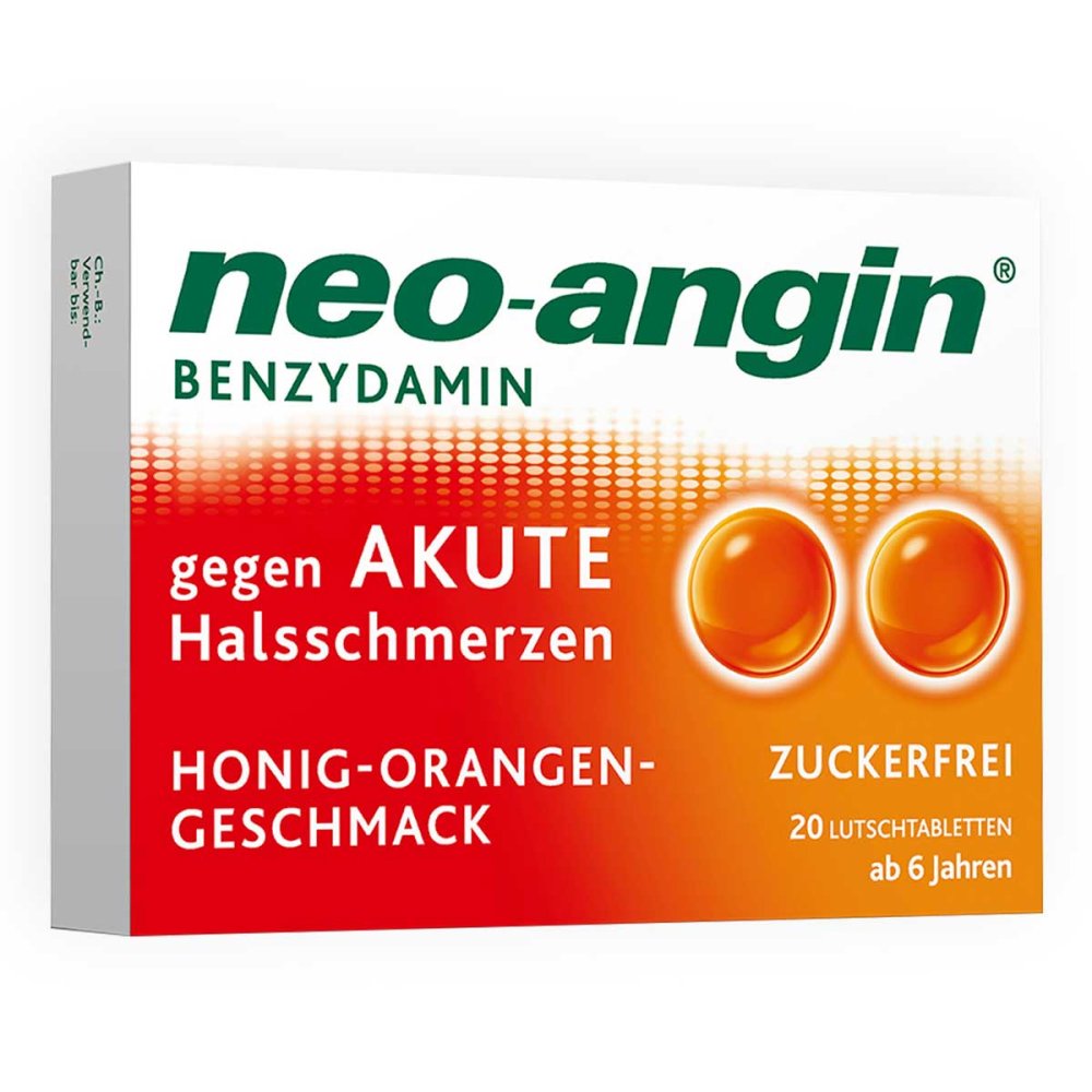 Neo Angin Benzydamin gegen akute Halsschmerzen Honig-Orange