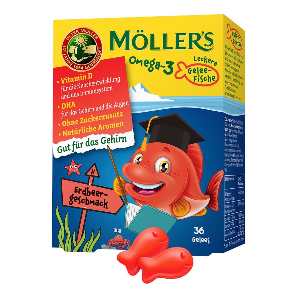 Möller's Omega-3 Gelee Fisch Erdbeere