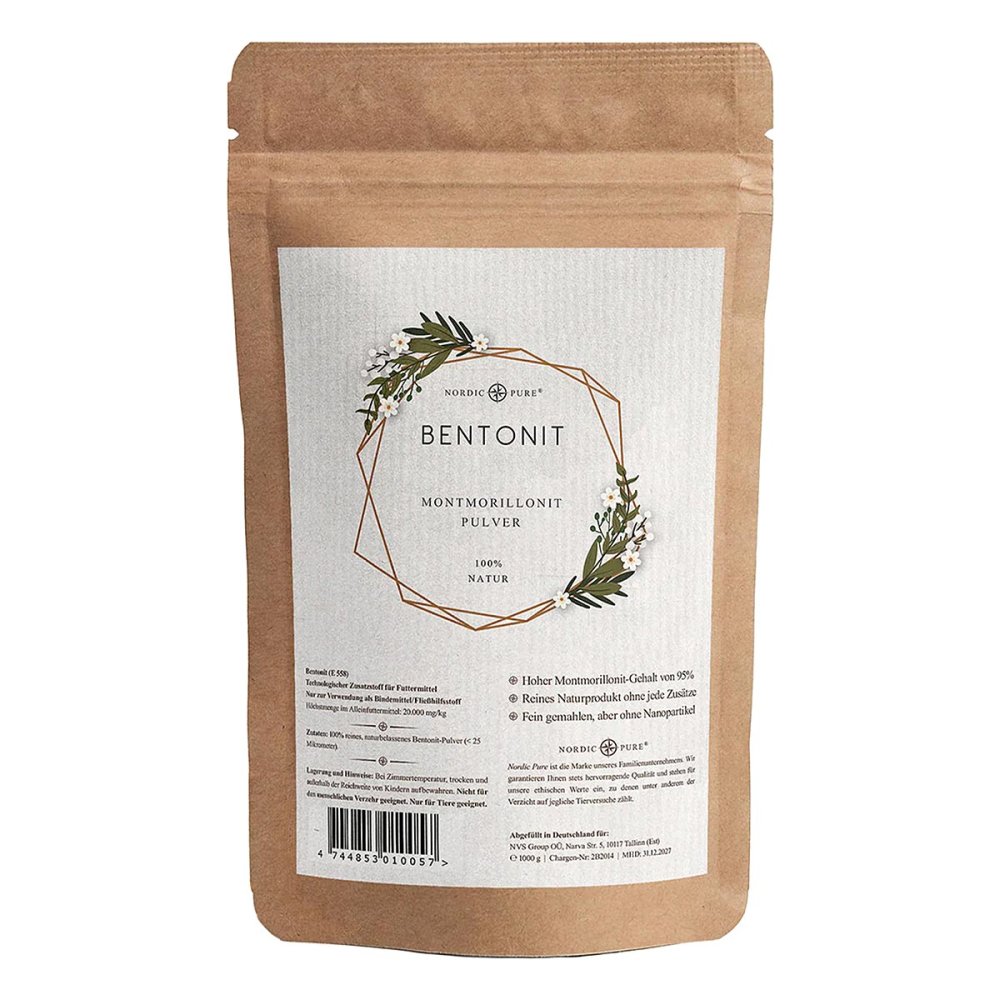 Bentonit 95 % Montmorillonit Pulver Nordic Pure – nur für Tiere