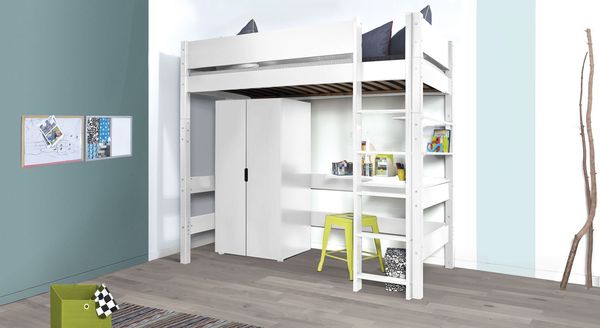 Maxi-Hochbett Kids Town Buche teilmassiv mit Lattenrost