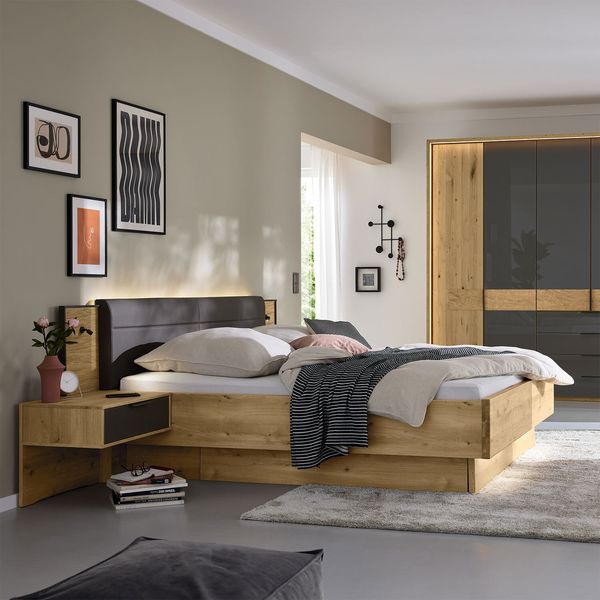 Musterring Bett San Francisco Komfort Eiche Dekor mit Schubkasten Havanna