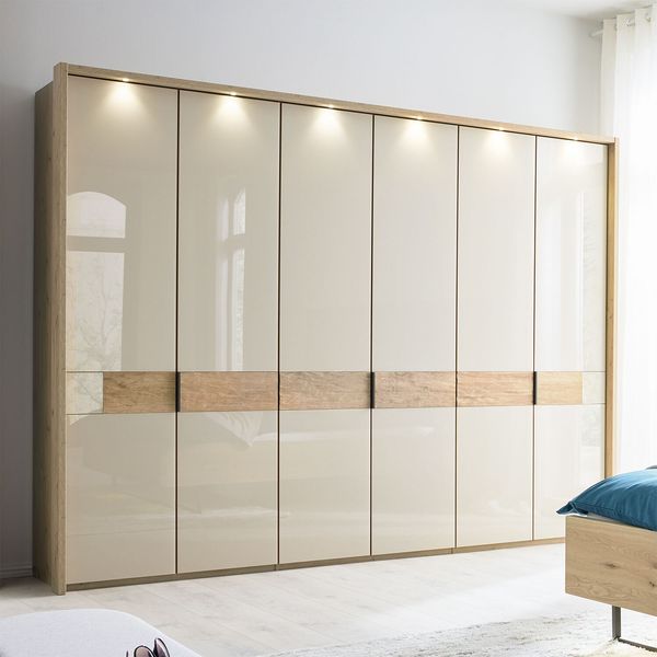 Musterring Drehtüren-Kleiderschrank San Francisco Eiche teilmassiv mit Glasfront