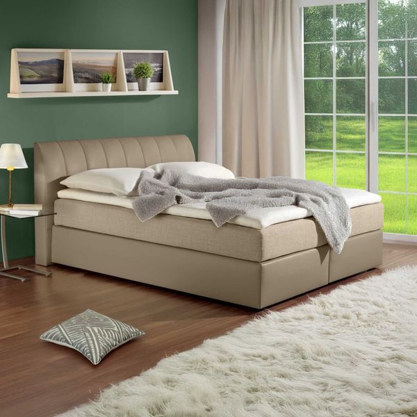 HOMELIV. Boxspringbett Sydney Kunstleder/Webstoff
