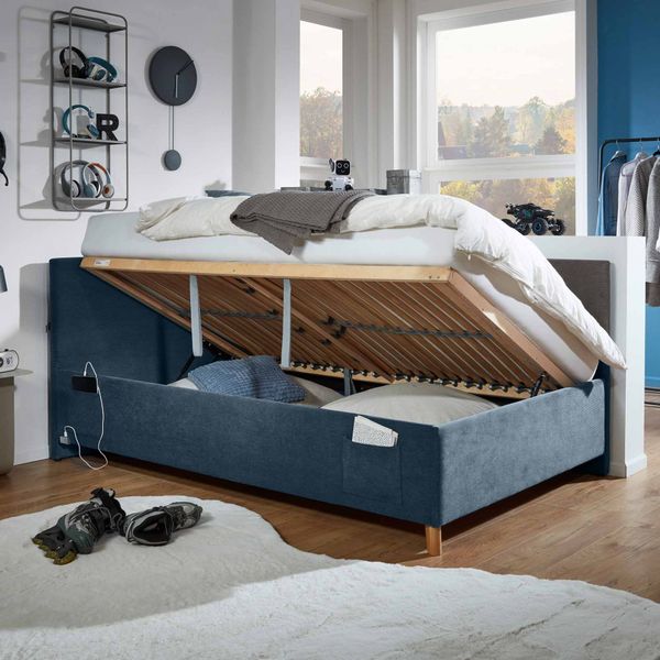 Polsterliege Pauka Komfort Cord mit Lattenrost und Bettkasten