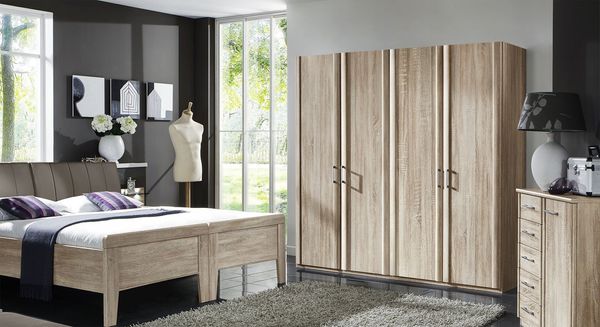 Drehtüren-Kleiderschrank Runcorn Eiche Dekor