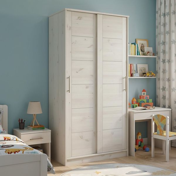 Schiebetüren-Kleiderschrank Kids Paradise Kiefer Massivholz H 200 cm