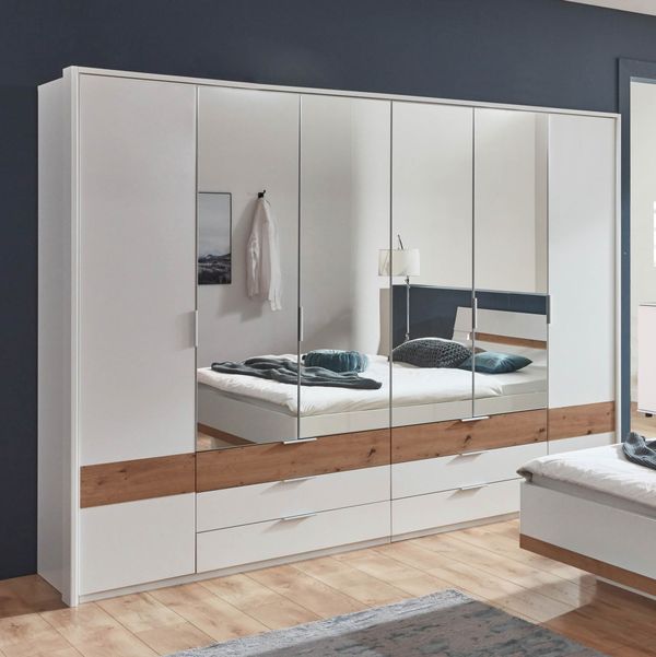 Drehtürenschrank Eluan mit Spiegel und Schubladen