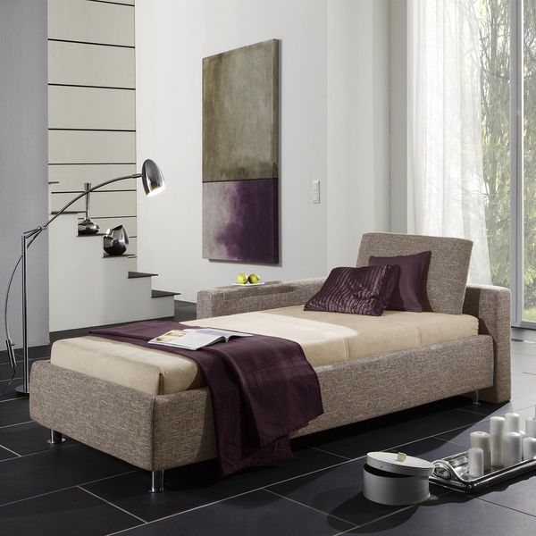 Polsterliege Graziano Webstoff mit Bettkasten Seitenteil rechts