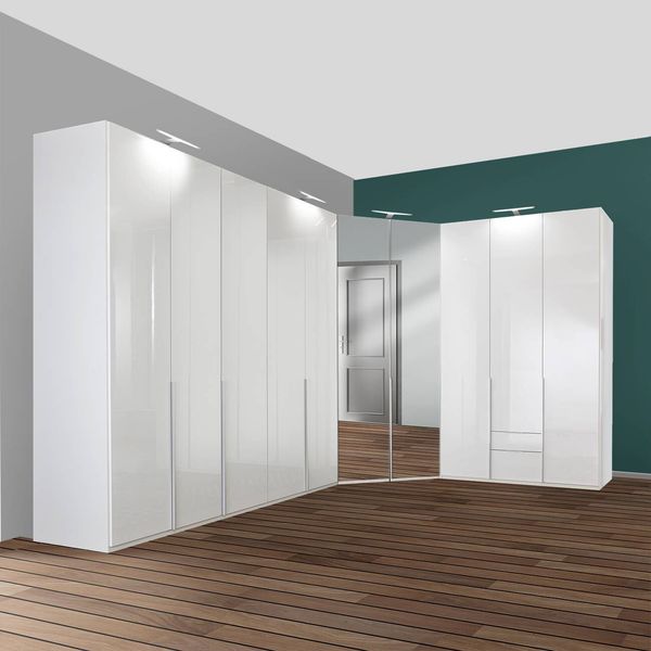 Eck-Kleiderschrank Esperia mit Beleuchtung