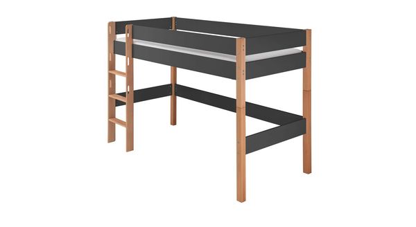 Midi-Hochbett Kids Nordic Buche teilmassiv mit Lattenrost 90x200 cm