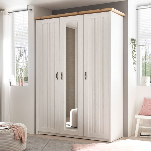 Drehtüren-Kleiderschrank Albin mit Spiegel H 224 cm