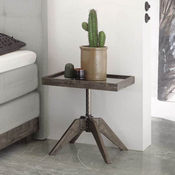 Bett-Beistelltisch Molina Akazie Massivholz H 34-53cm