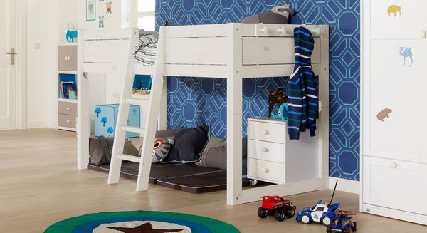 LIFETIME Mini-Hochbett 4-in-1 Kiefer Massivholz mit Lattenrost 90x200 cm