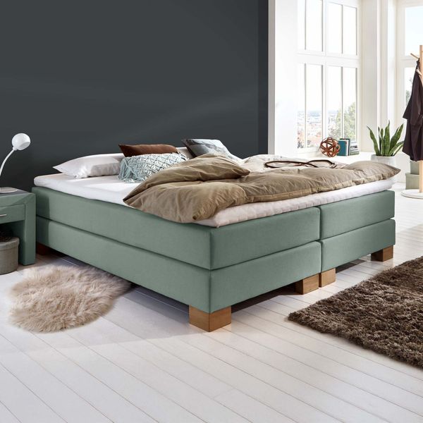 HOMELIV. Boxspringbett Peachland Webstoff ohne Kopfteil