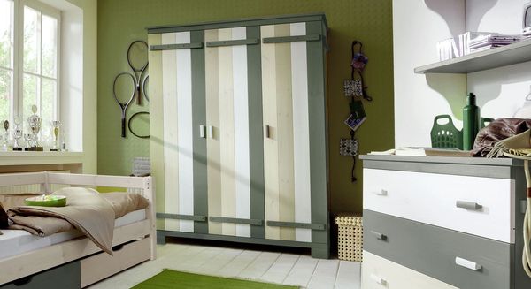 Drehtüren-Kleiderschrank Laubhütte Kiefer Massivholz