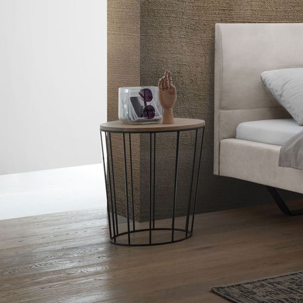 Bett-Beistelltisch Nantra Eiche Massivholz H 52cm