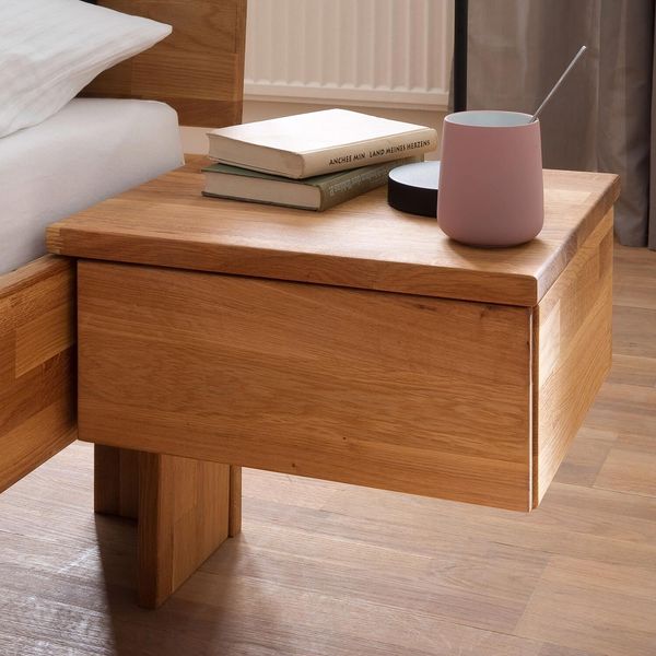 HOMELIV. Schwebenachttisch Pasja 2er-Set Wildeiche Massivholz