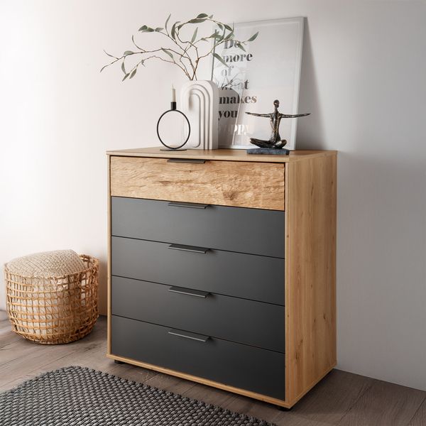 Kommode Mateo Eiche Dekor mit Schubladen
