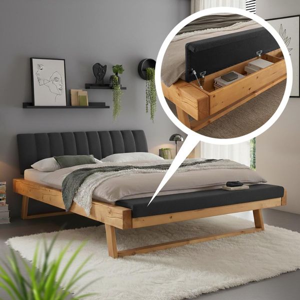 Balkenbett Sakina Komfort Fichte Massivholz mit Bettbank 180x200cm