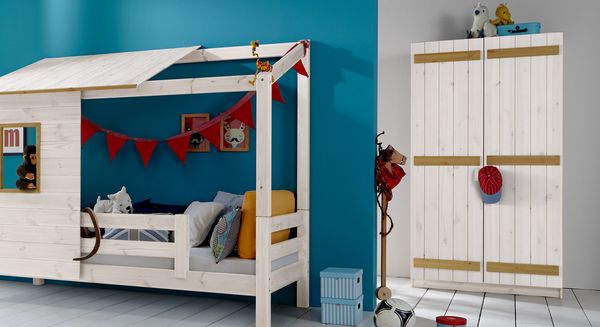 Drehtüren-Kleiderschrank Kids Paradise Kiefer Massivholz