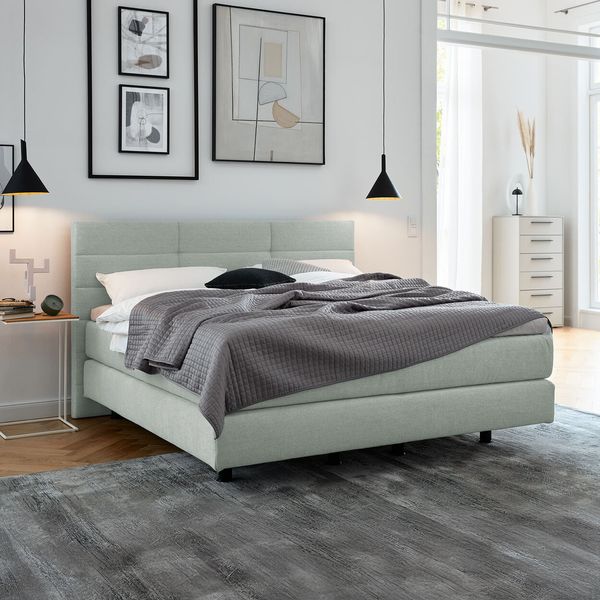 Musterring Boxspringbett Elias Webstoff mit Kopfteil mit Ziegelsteppung