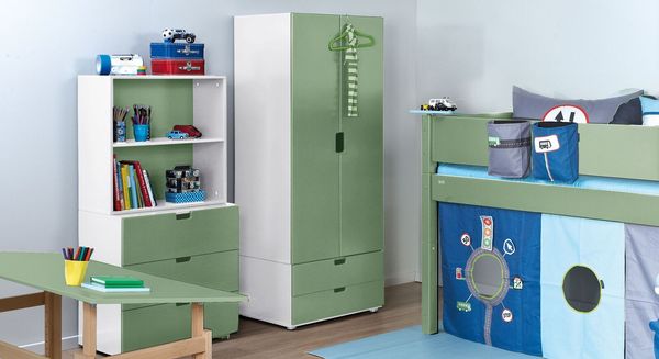 Drehtüren-Kleiderschrank Kids Town Color Buche teilmassiv