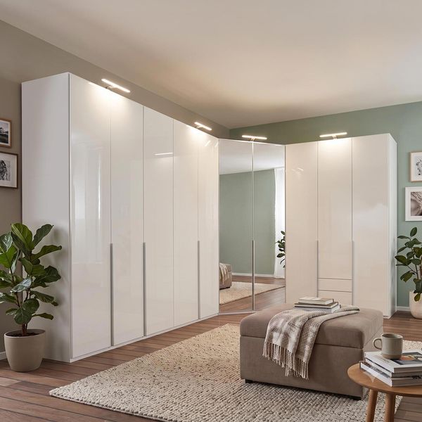 Eck-Kleiderschrank Esperia mit Beleuchtung