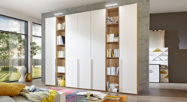 Drehtüren-Kleiderschrank Morolo Eiche Dekor mit Regal
