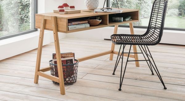 Retro-Schreibtisch Kids Fantasy Buche Massivholz höhenverstellbar