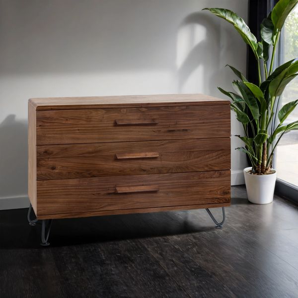 Kommode Wisla Nussbaum Massivholz mit Schubladen