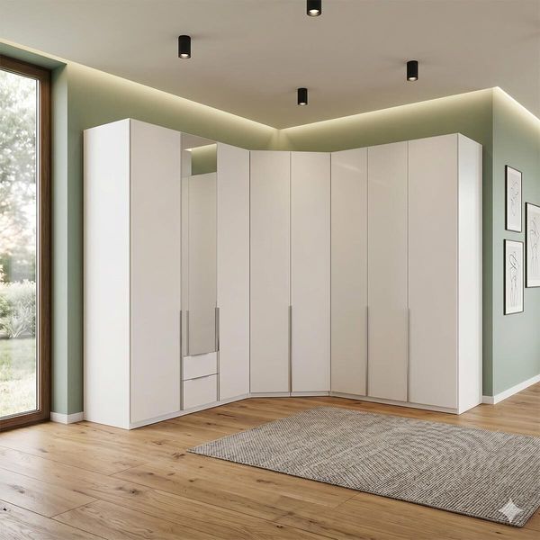 Eck-Kleiderschrank Ceprano mit Beleuchtung