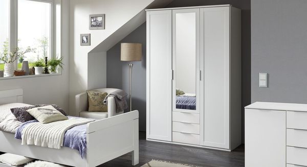 Drehtüren-Kleiderschrank Aradeo mit Schubladen