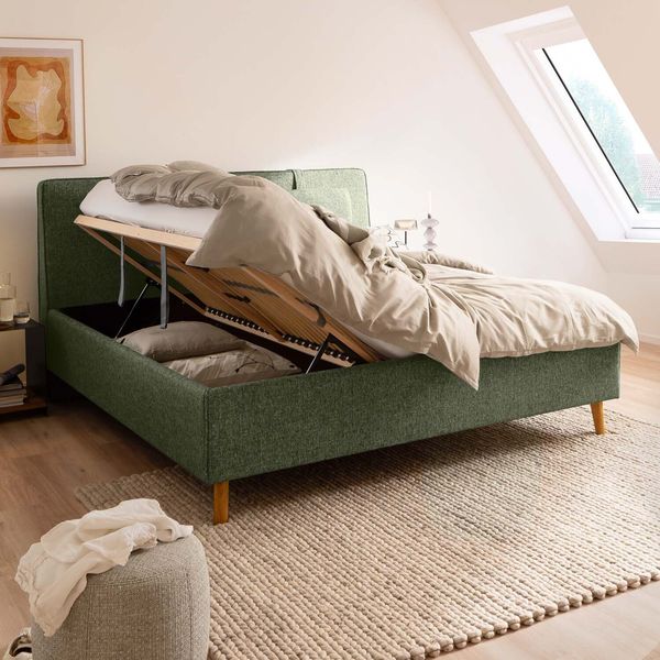 Schöner Wohnen Polsterbett Madrid Komfort Webstoff mit Bettkasten und Lattenrost 180x200 cm