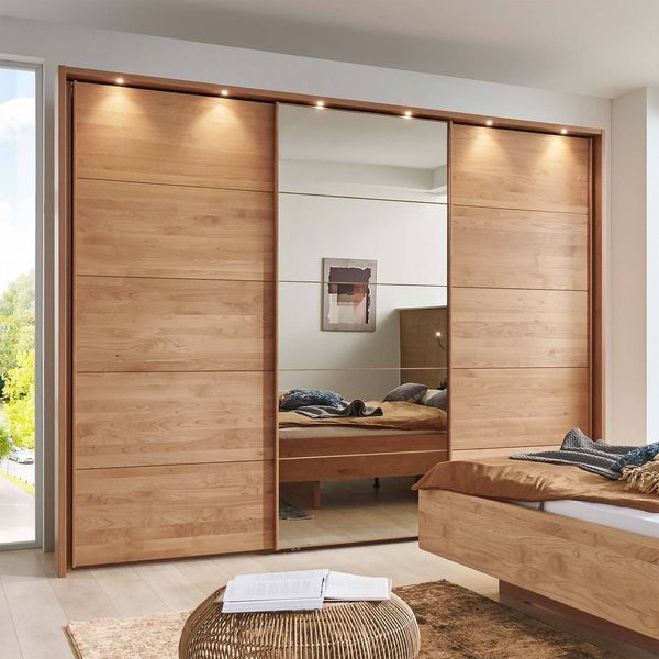 Schwebetürenschrank Nuria Erle Dekor mit Spiegel