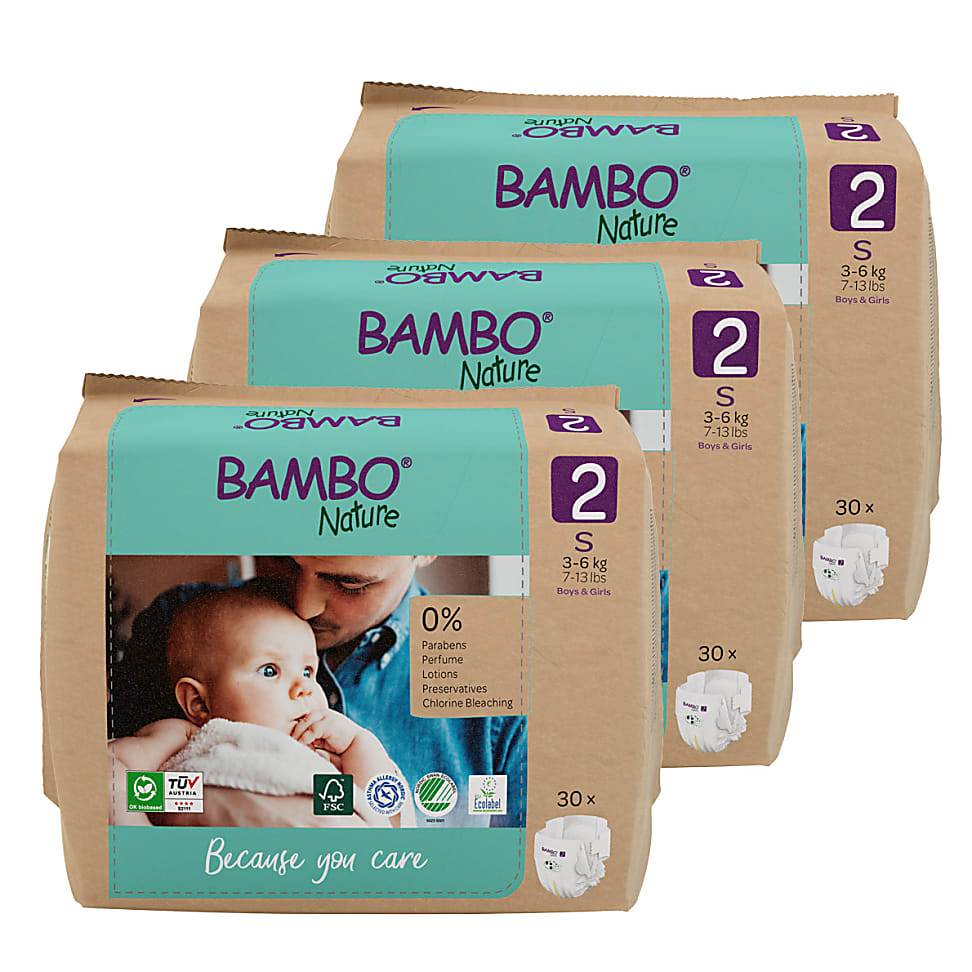 Bambo Nature Windeln Größe 2 Sparpackung (90 Stück)