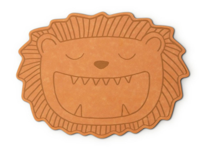 Continenta Kinder Frühstücksbrett Löwe, 23,3x17cm, Stärke 0,6cm, Duracore Holzpapierfaser, gute Laune garantiert, robustes Schneidebrett für Kinder