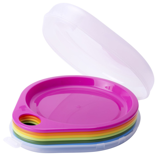 culinario Party-Set, Servierplatte mit 6 großen Tellern, 28 x 32 x 6,5 cm, aus Kunststoff, in verschiedenen Farben