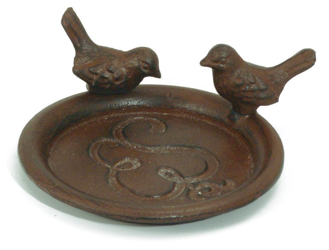 Esschert Design Topfuntersetzer mit Vogelmotiv in rost, rund, max. Topf Ø 10 cm