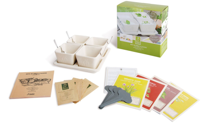 Esschert Design Dipschälchen-Set, 4 Dipschälchen mit Löffeln, Kräutermix, Dips selbst machen