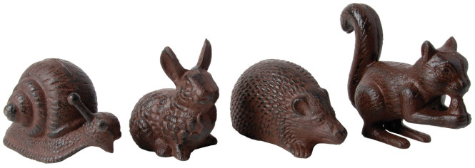 2 Stück Esschert Design Gartenfigur, Skulptur Motiv verschiedene Tiere, sortiert, Größe L, ca. 15 cm x 5,9 cm x 12 cm