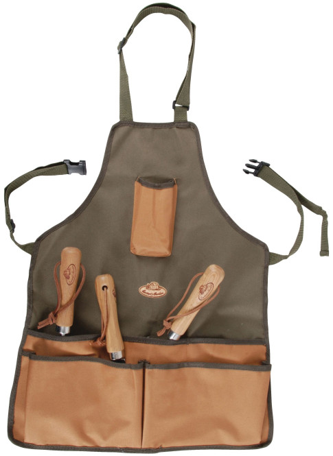Esschert Design Gartengeräteschürze, Arbeitsschürze mit Taschen mit 4 Taschen, ca. 48 cm x 58 cm