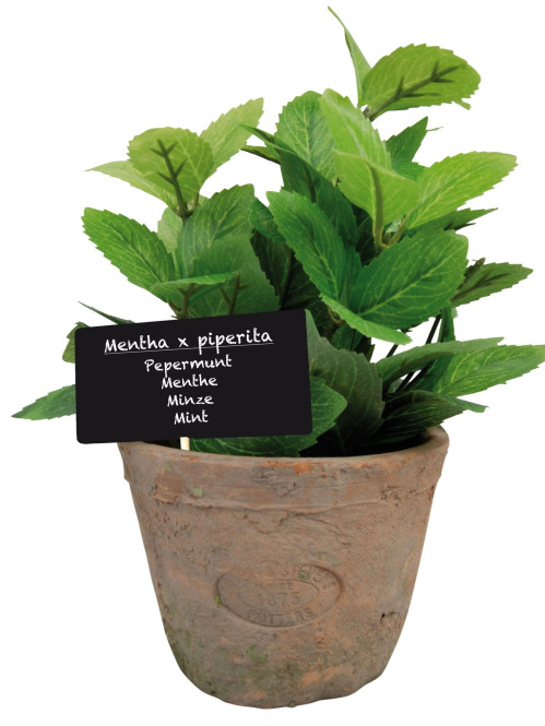 Esschert Design Kunststoffpflanze Minze im Topf, Größe L, ca. 11 cm x 11 cm x 19 cm
