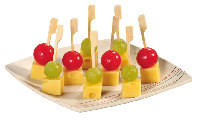 Kesper 50er Pack Party-Pieckser aus Bambus, 12 cm lang, FSC-zertifiziert, mit kleinem Griff, naturfarben, Snack-Spieße