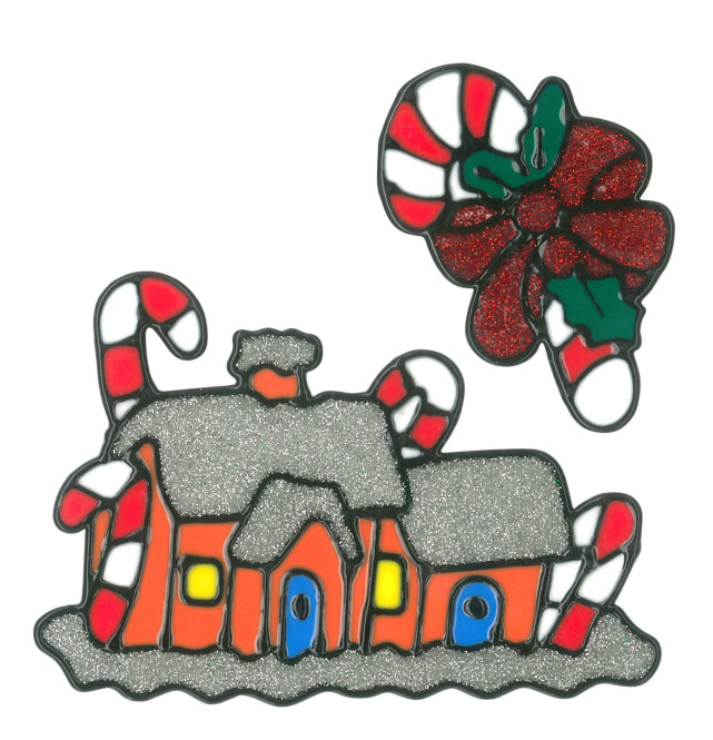 MagicGel Fensterbilder Weihnachten - Lebkuchenhaus (16 x 17 cm), Fensterdeko für das Basteln mit Kindern