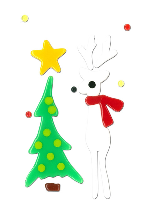 MagicGel Fensterbilder Weihnachten - Rentier weiß (10 x 17 cm), Fensterdeko für das Basteln mit Kindern
