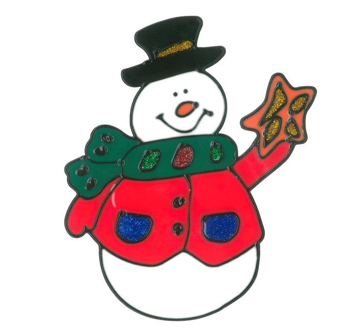 MagicGel Fensterbilder Weihnachten - Schneemann (14 x 18 cm), Fensterdeko für das Basteln mit Kindern