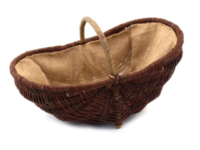 Franz Müller Einkaufskorb aus ungeschälter Weide, oval, mit eingenähter Jute , 55 x 25 x 15 cm