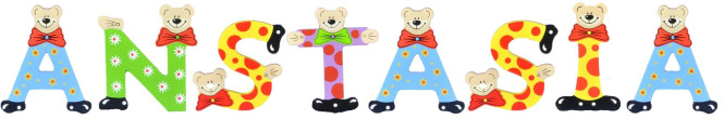 Playshoes Kinder Holz-Buchstaben Namen-Set ANASTASIA - sortiert