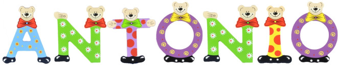 Playshoes Kinder Holz-Buchstaben Namen-Set ANTONIO - sortiert
