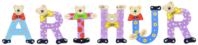 Playshoes Kinder Holz-Buchstaben Namen-Set ARTHUR - sortiert